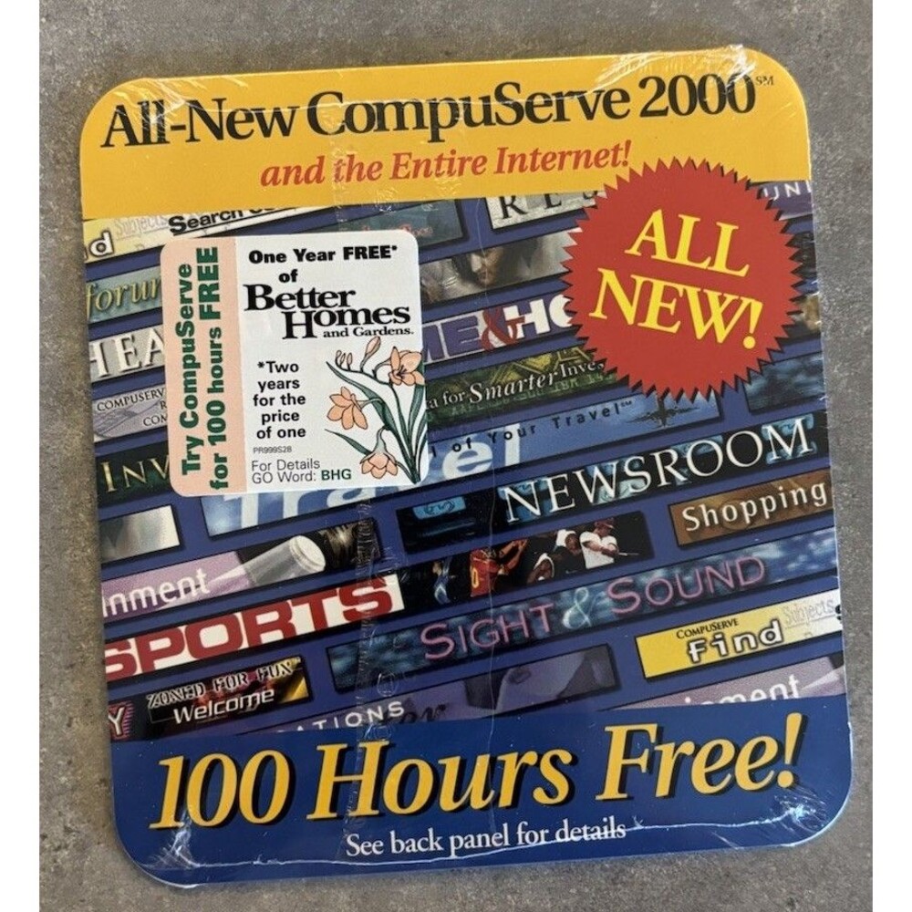 COMPUSERVE 2000 and the Entire Internet CD-ROM - "100 Hours Free" Sealed